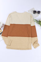 Color Block V-Neck Long Sleeve Top