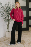Sweater Weather Half Zip High Neck Pullover in Cabernet