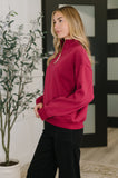 Sweater Weather Half Zip High Neck Pullover in Cabernet