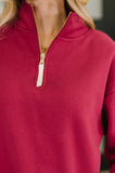Sweater Weather Half Zip High Neck Pullover in Cabernet