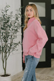 Sweater Weather Half Zip High Neck Pullover in Dark Pink