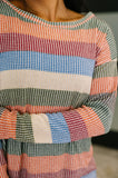 To Be Determined Drop Shoulder Top in Rust, Olive and Blue